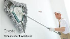  Presentation with triangle - Audience pleasing presentation theme consisting of painter-works-with-triangle-drywall backdrop and a light gray colored foreground