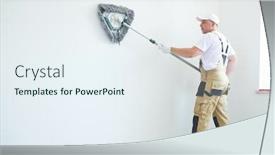  Presentation with triangle - Presentation featuring painter-works-with-triangle-drywall background and a sky blue colored foreground