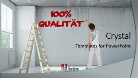  Presentation with slogan - Amazing slide set having painter writing german slogan 100 backdrop and a  colored foreground
