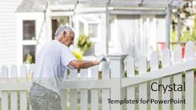  Presentation with active seniors senior e - PPT layouts with painting a white picket fence background and a light gray colored foreground