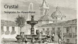  Presentation with ecuador - Audience pleasing theme consisting of painting city - fountain in a square backdrop and a  colored foreground
