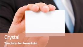  Presentation with banquet server hand - Slide deck with painting company - hand of businessman offering businesscard background and a coral colored foreground