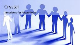  Presentation with partnership - PPT theme having painting company - paper team linked together partnership background and a light blue colored foreground