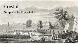  Presentation with journal - Beautiful theme featuring draw horses - chantilly racecourse old illustration france backdrop and a light gray colored foreground