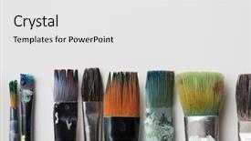  Presentation with fine art - Amazing PPT theme having painting creativity and artistic tools backdrop and a white colored foreground