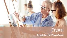  Presentation with consulting - Amazing slide set having painting during lesson in art backdrop and a coral colored foreground