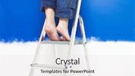  Presentation with step - Beautiful presentation theme featuring girl on a step ladder backdrop and a white colored foreground