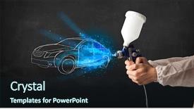  Presentation with gun - Audience pleasing slide set consisting of painting hand drawn white car backdrop and a ocean colored foreground