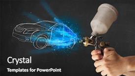  Presentation with gun - Beautiful slide deck featuring painting hand drawn white car backdrop and a dark gray colored foreground