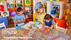  Presentation with art exhibition - Amazing presentation theme having painting in art school class backdrop and a coral colored foreground