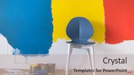  Presentation with agricutural equipment - Audience pleasing theme consisting of painting in front of colorful backdrop and a mint green colored foreground