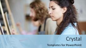  Presentation with sketching - Presentation design enhanced with painting in school of art background and a light blue colored foreground