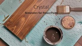  Presentation with lumber - Presentation design consisting of painting-lumber-shelf-with-wood background and a coral colored foreground