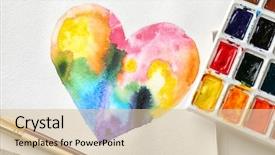  Presentation with painting - Cool new PPT theme with painting of rainbow heart backdrop and a lemonade colored foreground