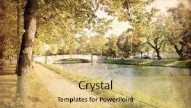  Presentation with artistic - Presentation design consisting of painting road - alley with pond - artistic background and a yellow colored foreground