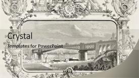  Presentation with iron - Beautiful theme featuring painting road - building iron bridge in brest backdrop and a  colored foreground