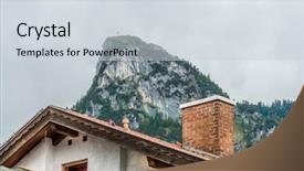  Presentation with autumn view autumn nature - Slides having painting road - frament of building and nature background and a light gray colored foreground