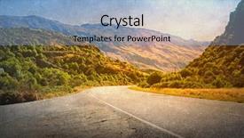  Presentation with painting old - Slides having painting road - natural mountain landscape in old background and a light blue colored foreground