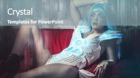  Presentation with armor - Colorful slides enhanced with painting robot - beautiful with blue hair backdrop and a gray colored foreground