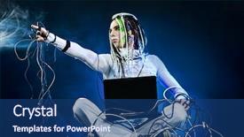  Presentation with futuristic - PPT layouts consisting of painting robot - shot of a futuristic young background and a ocean colored foreground