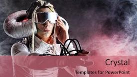  Presentation with wires - Slide deck featuring painting robot - shot of a futuristic young background and a coral colored foreground