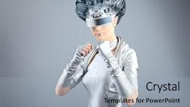  Presentation with futuristic glasses - Amazing slides having painting robot - shot of a futuristic young backdrop and a  colored foreground