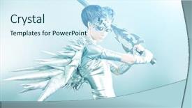  Presentation with sword - Slide set consisting of painting robot - shot of a futuristic young background and a  colored foreground