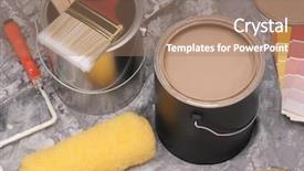  Presentation with drop - Presentation theme enhanced with painting supplies arranged background and a  colored foreground