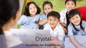  Presentation with teacher and students - PPT layouts consisting of painting to students in chinese background and a  colored foreground