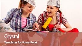  Presentation with home renovation - Colorful presentation theme enhanced with painting tools roller for wallpaper backdrop and a red colored foreground