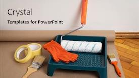  Presentation with tools - Audience pleasing theme consisting of painting-tools-supplies-roller-covers backdrop and a lemonade colored foreground