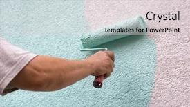  Presentation with roll - PPT layouts enhanced with painting wall with a roll background and a lemonade colored foreground