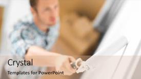  Presentation with home design - Presentation consisting of painting walls - interior design and home renovation background and a coral colored foreground