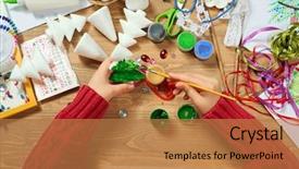  Presentation with new year - Presentation design enhanced with painting watercolors top view artwork background and a coral colored foreground