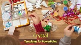  Presentation with children painting - PPT layouts enhanced with painting watercolors top view artwork background and a tawny brown colored foreground