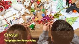  Presentation with children painting - Beautiful PPT layouts featuring painting watercolors top view artwork backdrop and a tawny brown colored foreground