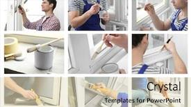  Presentation with office renovation - Theme with painting window frame home renovation background and a soft green colored foreground