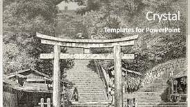  Presentation with old photo - Audience pleasing theme consisting of paintings history - atagosa-yama gate old view japan backdrop and a gray colored foreground