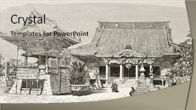  Presentation with japan - Theme consisting of paintings history - buddhist temple in kawasaki japan background and a light gray colored foreground