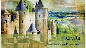  Presentation with france history - Presentation featuring paintings history - medieval castle carcassonne france artisric background and a yellow colored foreground