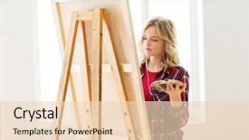  Presentation with creativity - Colorful PPT theme enhanced with art school creativity and people backdrop and a lemonade colored foreground