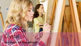  Presentation with music school - Audience pleasing presentation design consisting of easel palette and brush backdrop and a coral colored foreground