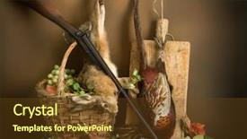  Presentation with hunting - Slide set having autumn still life with hunting background and a tawny brown colored foreground