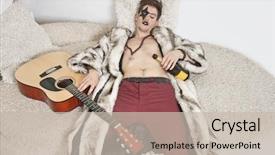  Presentation with guitar - Amazing theme having young man with guitar sleeping backdrop and a soft green colored foreground