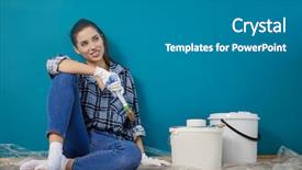  Presentation with happy sad adoption custody - Slide set enhanced with paint brush music - happy beautiful young woman doing background and a gray colored foreground