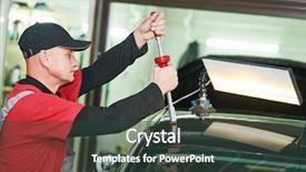  Presentation with car service - Audience pleasing theme consisting of paintless dent repair backdrop and a tawny brown colored foreground