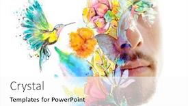  Presentation with rock minerals portrait - Presentation design having paintography-a-painting background and a white colored foreground