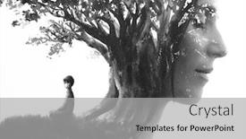  Presentation with ink - PPT theme having paintography close up profile portrait background and a light gray colored foreground