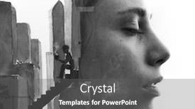  Presentation with black ink - Presentation theme with paintography double exposure combines black ink painting of a person taking a coffee break with a young woman's portrait background and a gray colored foreground