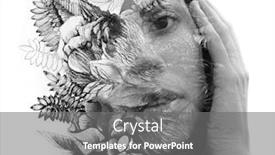  Presentation with black woman - Cool new PPT theme with paintography double exposure of woman's portrait dissolving into hand drawn leaves black and white backdrop and a gray colored foreground